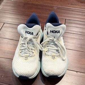 Hoka White and Navy Athletic Shoes